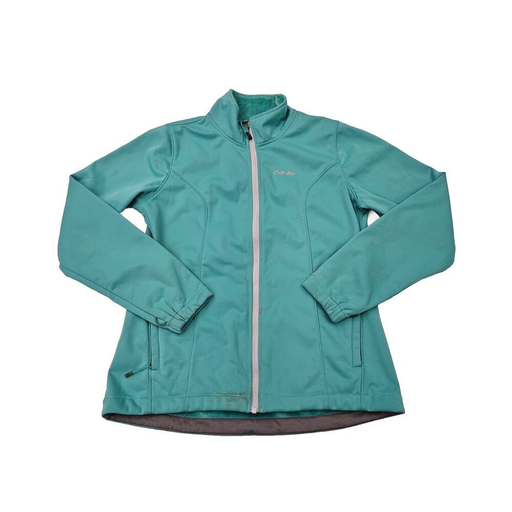 Cabela's Womens Outfitter’s Softshell Jacket Fleece Lined Medium Aqua Green